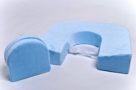 Подушка для кормления двойни «Milk Rivers Twins» с дополнительной подушкой для спины голубая с детским рисунком