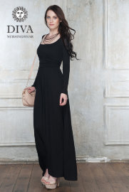 Платье для кормящих и беременных Diva Nursingwear Stella Maxi дл.рукав, цвет Nero